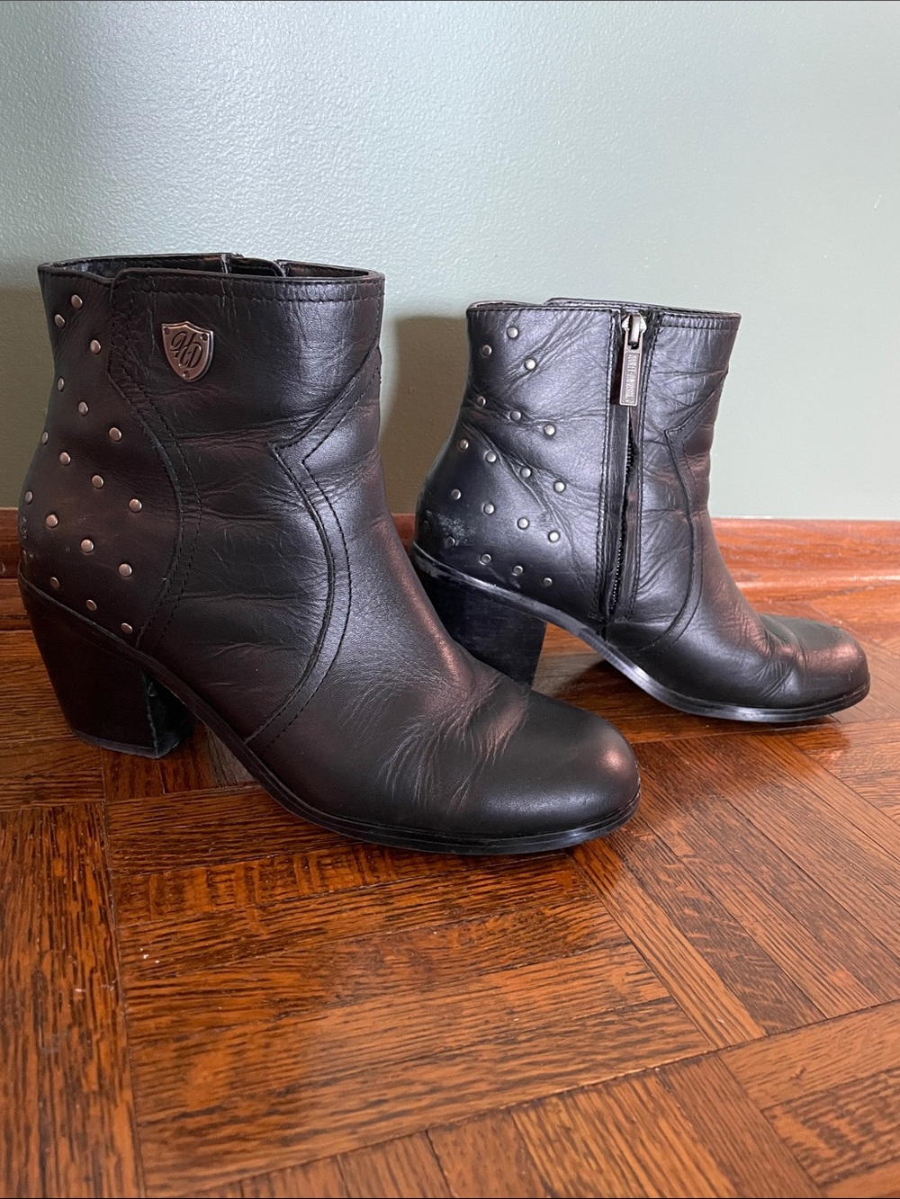 Harley Davidson Studded Leather Ankle Boots